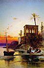 Hermann David Solomon Corrodi Canvas Paintings - Kiosk of Trajan Philae on the Nile